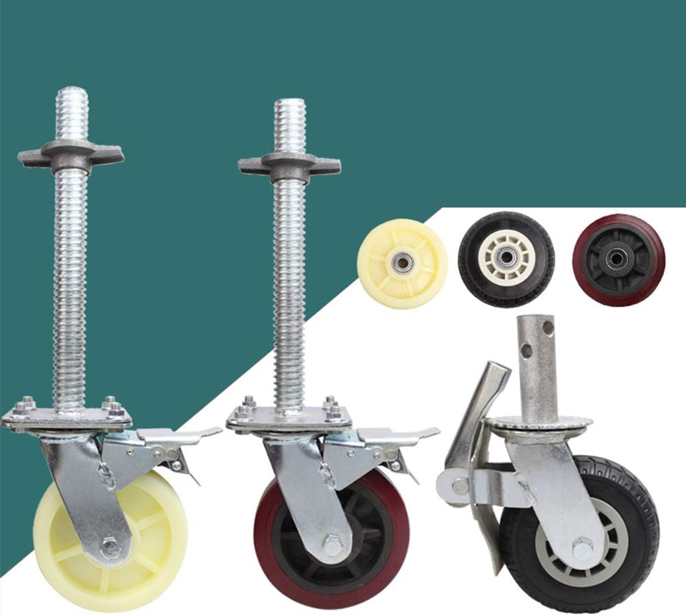 Casters Mobile Scaffolding Wheel Steering Wheel Movable Shelf Screw 6 Inch Pulley Base Base Universal Wheel with Brakes(Polyurethane Wheels)