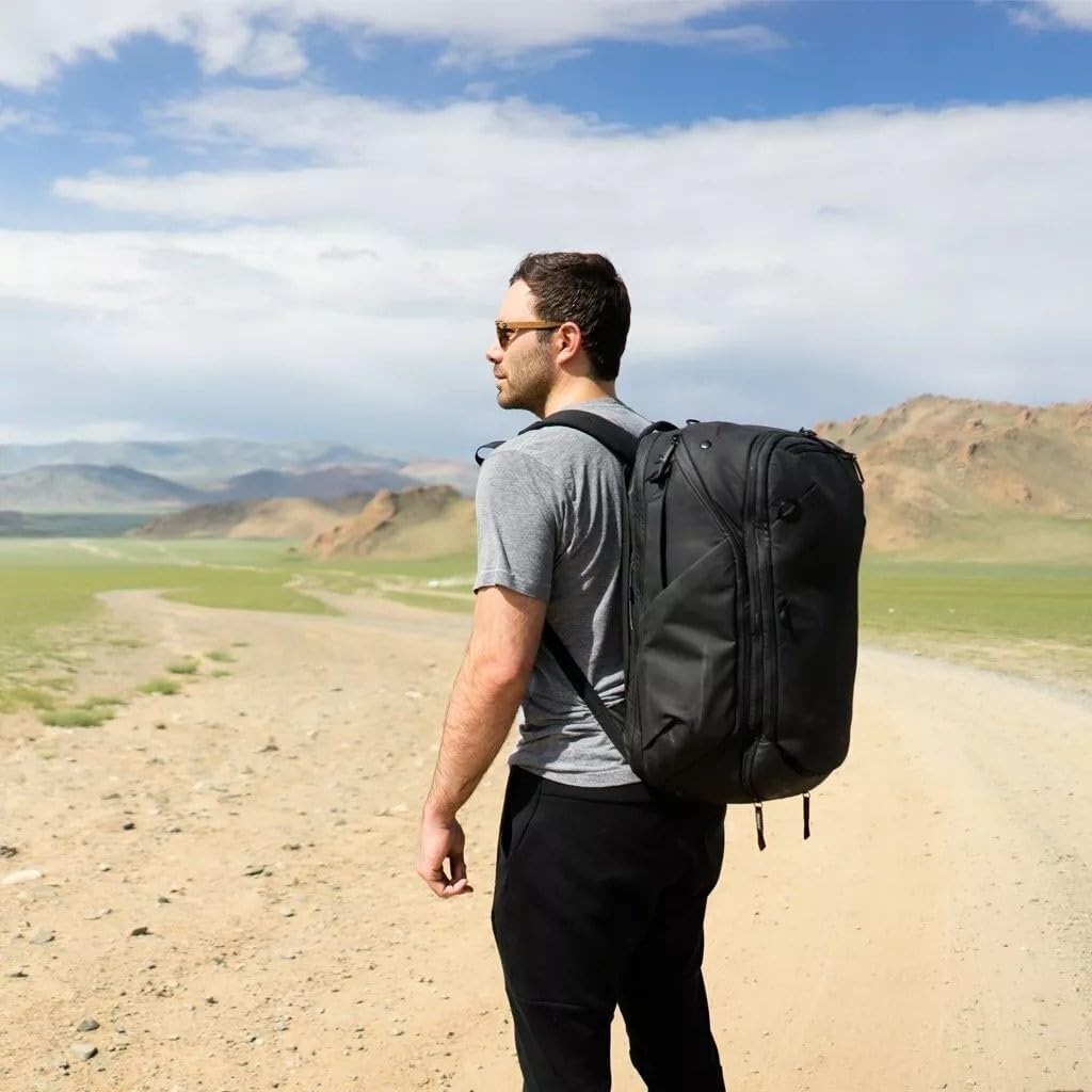 Peak Design Travel Backpack 45L, Black, Expandable 35-45L Design, Rear and Top Access, Weatherproof Shell, Laptop Sleeve, Ideal for Travel or Everyday Carry, Versatile Backpack for Men and Women