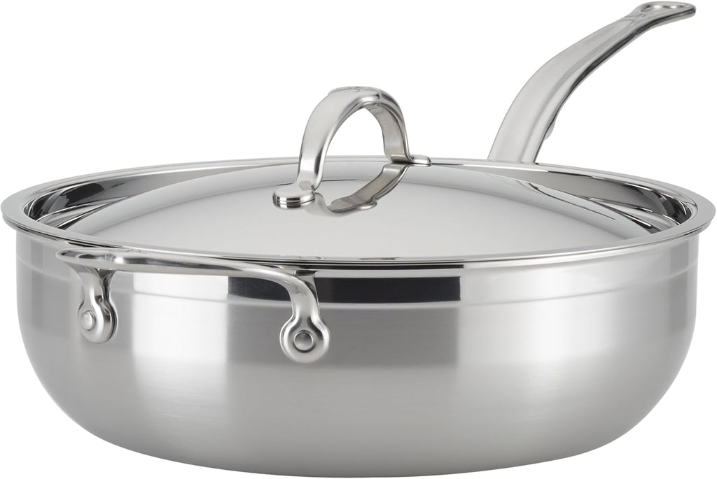 Hestan ProBond Forged - Professional Clad Stainless Steel All-In-One Pan, 5 Quart, with Helper Handle, Induction Compatible