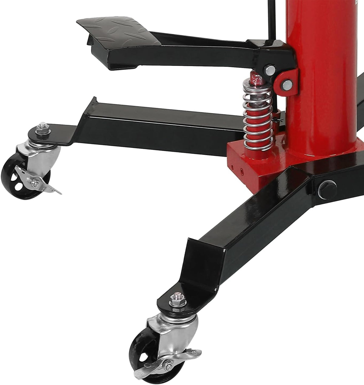GarveeHome 2-Stage Hydraulic Telescoping Transmission Jack 1322 LBS (3/5 Ton) Capacity, 33.8'-72.8' Lifting Height, Heavy Duty with Foot Pedal and 360° Swivel Wheel, Red