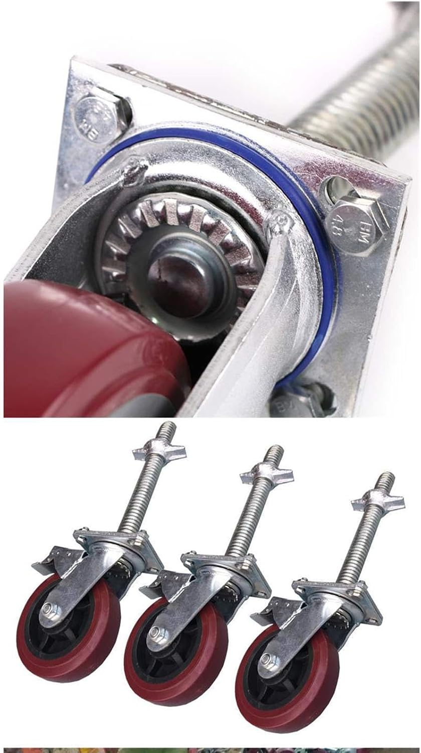 Adjustable 8Inch Swivel Casters with Universal Brake for Scaffolding Locking Mobile Base Set of 4 (White) HeavyDuty Easy Maneuverability Perfect for Industrial Use