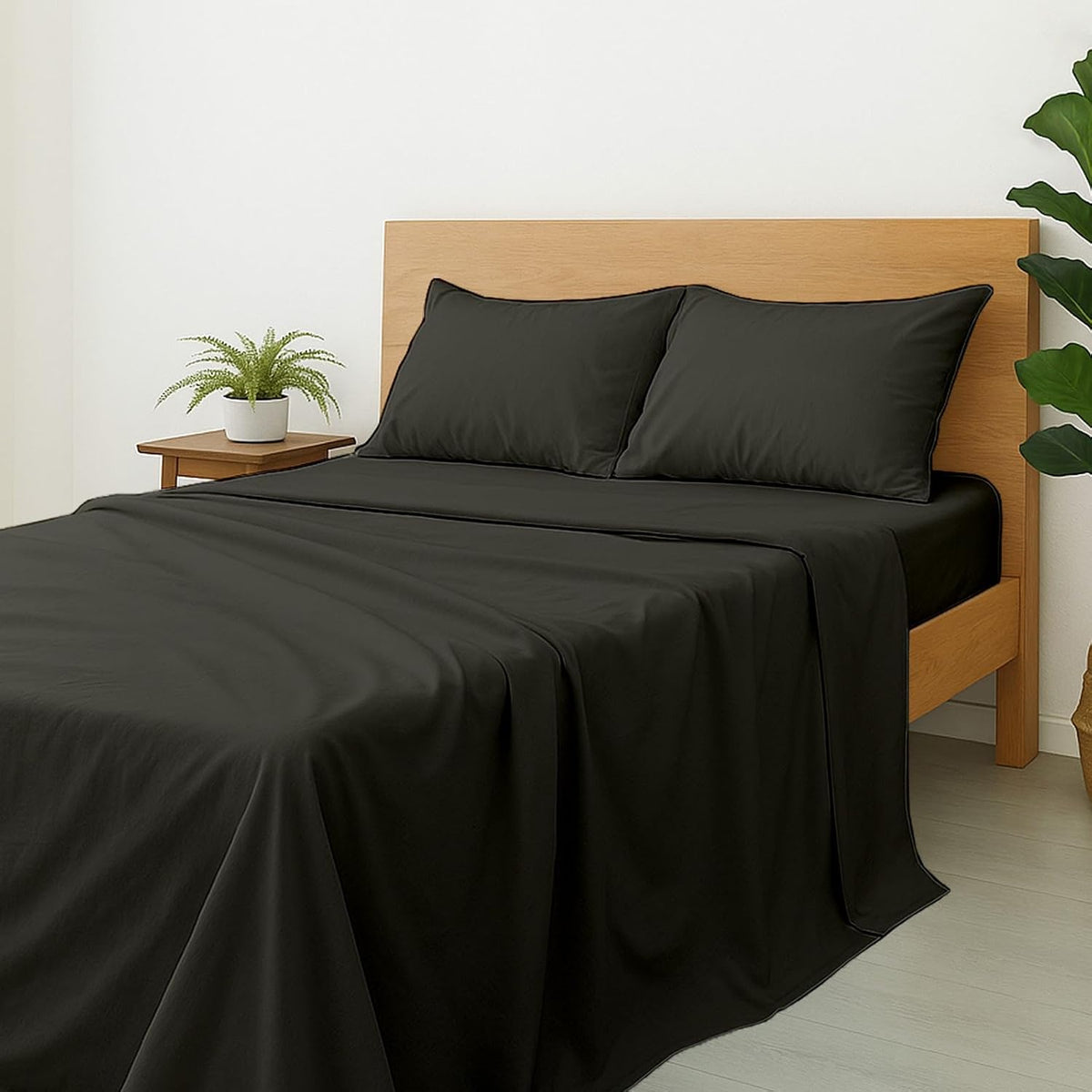 Cottinton Lane 8 Piece King Size Sheet Set, Premium 100% Cotton Bed Sheets Sets, 16 Inch Deep Pocket with Elastic All Around, Soft & Luxurious Hotel Quality Sheets, Dark Grey Solid