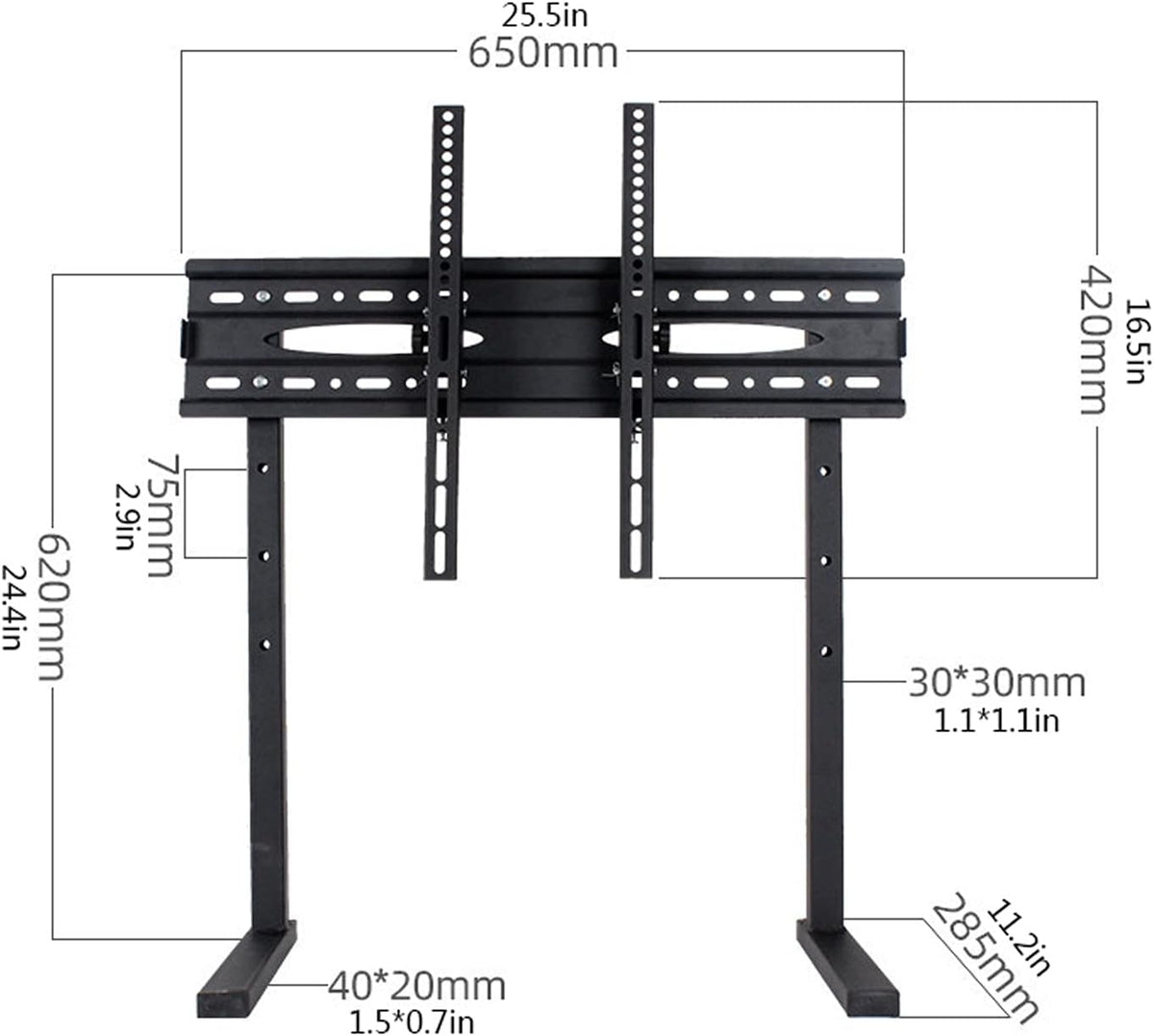 Universal TV Stand TV Stand Base 37'-75' LCD TV Universal Desktop Base Black Punch- Desktop TV Stand Rugged Steel TV Base Stand with Height Adjustable and Tilt Tv Stand Mount