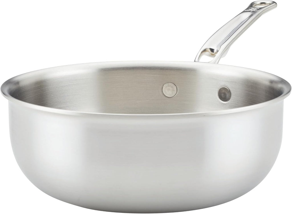 Thomas Keller Insignia by Hestan - 2 Quart Saucier Pan with Lid, Commercial Clad Stainless Steel, Induction Compatible, Oven Safe - Professional Cookware