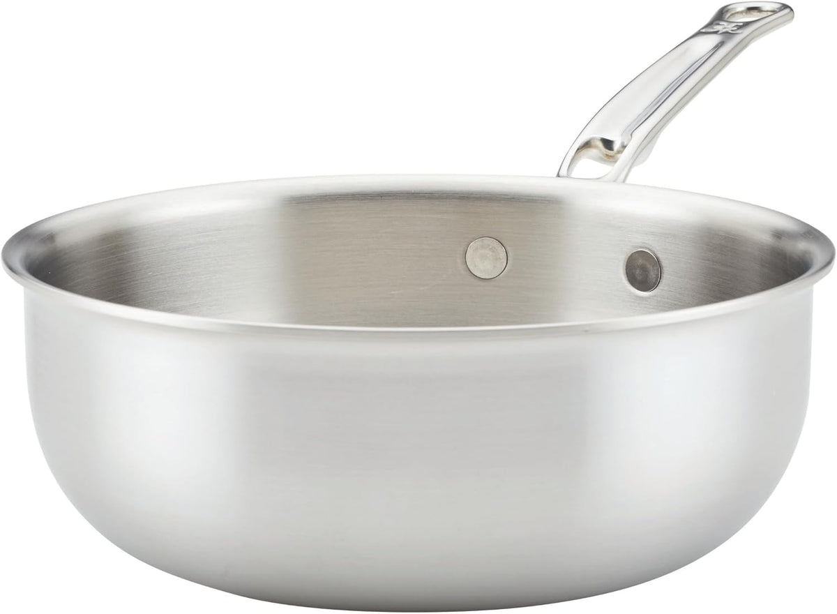 Thomas Keller Insignia by Hestan - 2 Quart Saucier Pan with Lid, Commercial Clad Stainless Steel, Induction Compatible, Oven Safe - Professional Cookware