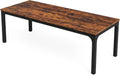 Large Dining Table, 78.7 x 27.6 Inches, Seats 6-8, Rustic Wood Top with Black Metal Frame (Rustic Brown)