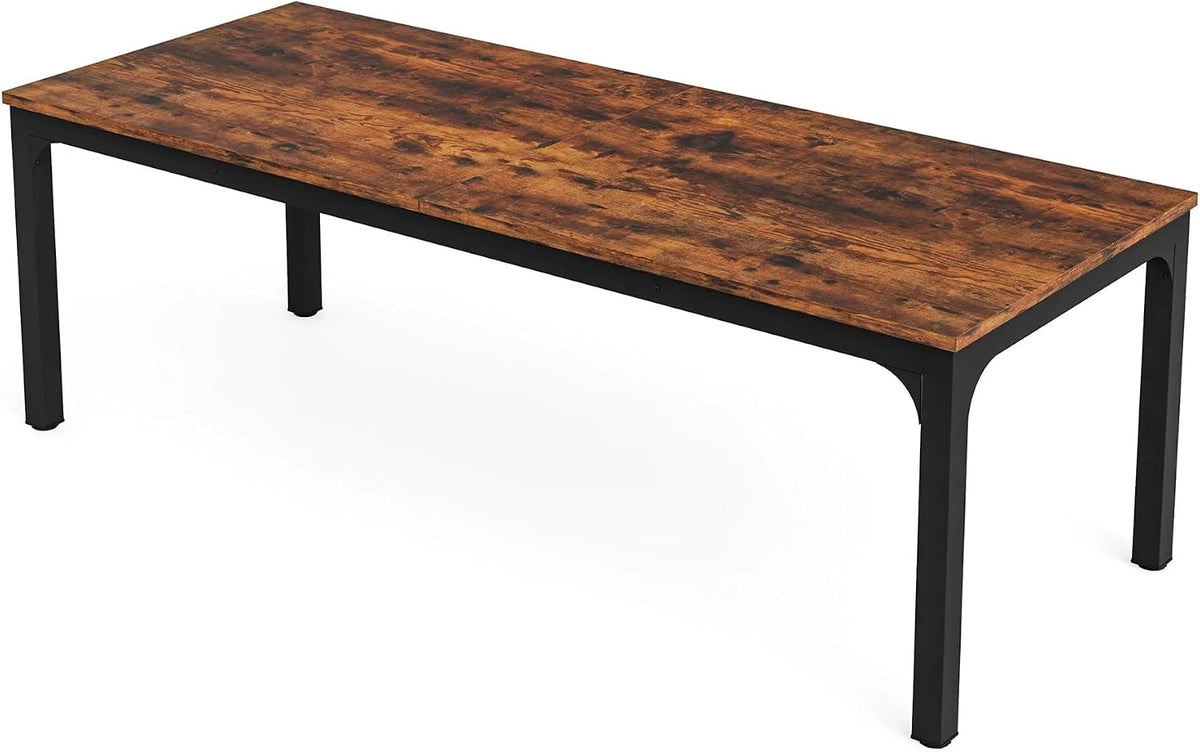 Large Dining Table, 78.7 x 27.6 Inches, Seats 6-8, Rustic Wood Top with Black Metal Frame (Rustic Brown)