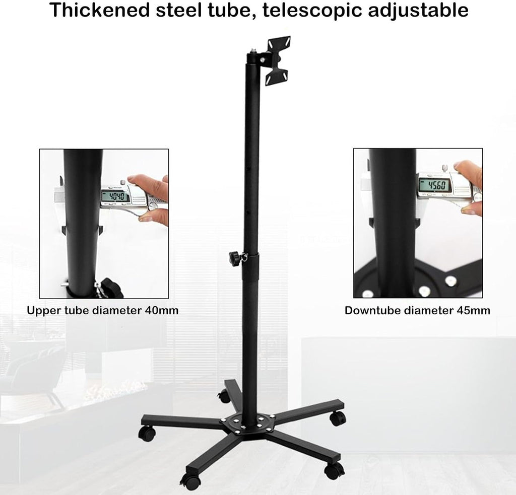 Mobile Stand - Full Motion 360 Deg Rotation Tilt Swivel Tv Mount, Mobile Tv Cart for 14-27 Inch Screen, Height Adjustable Rolling Tv Stand with Angle Adjustment, Max Vesa 100X