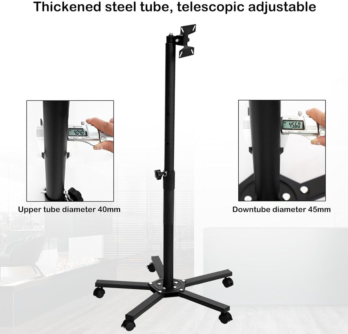 Mobile Stand - Full Motion 360 Deg Rotation Tilt Swivel Tv Mount, Mobile Tv Cart for 14-27 Inch Screen, Height Adjustable Rolling Tv Stand with Angle Adjustment, Max Vesa 100X