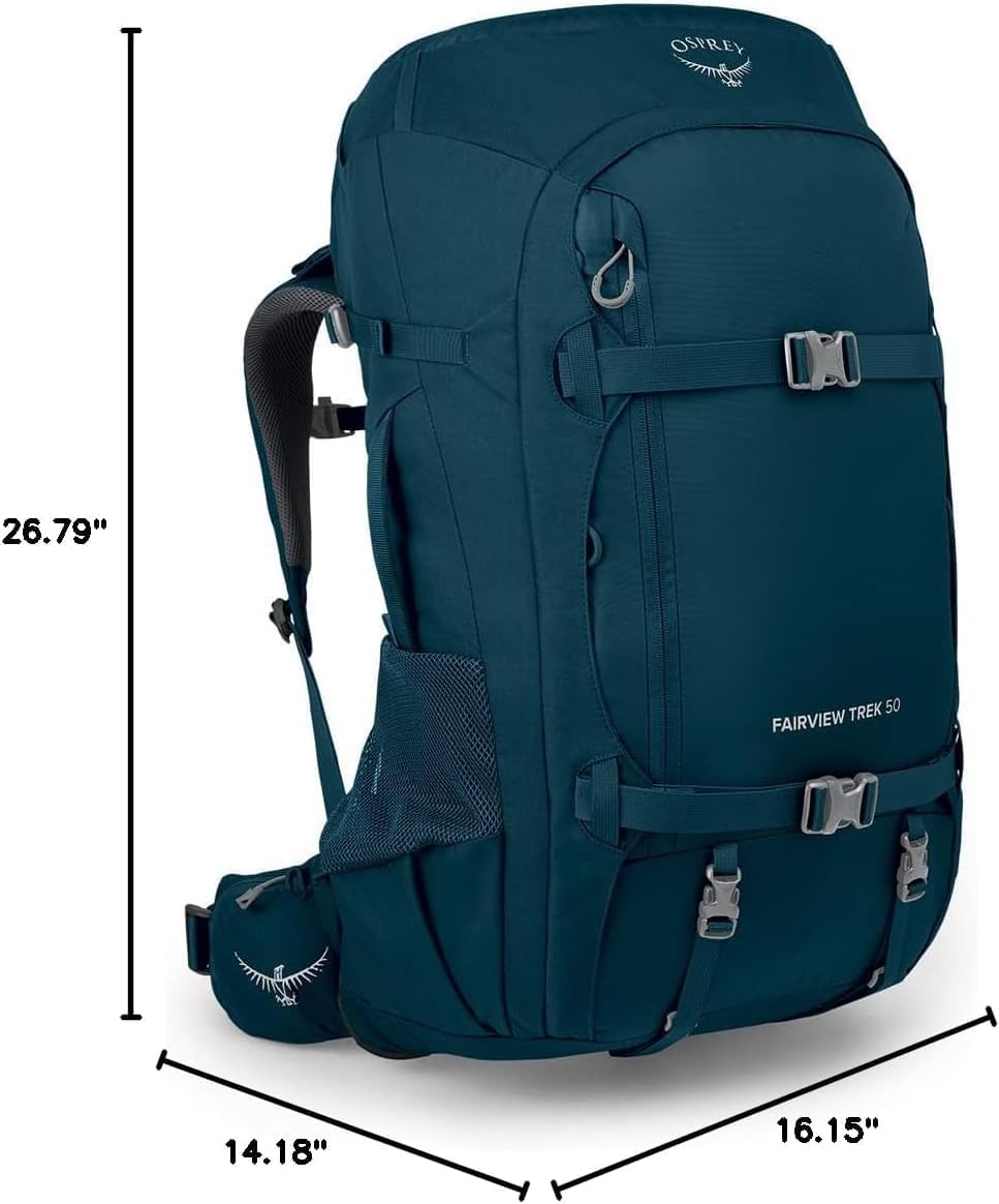 Osprey Fairview Trek 50L Women's Travel Backpack, Night Jungle Blue