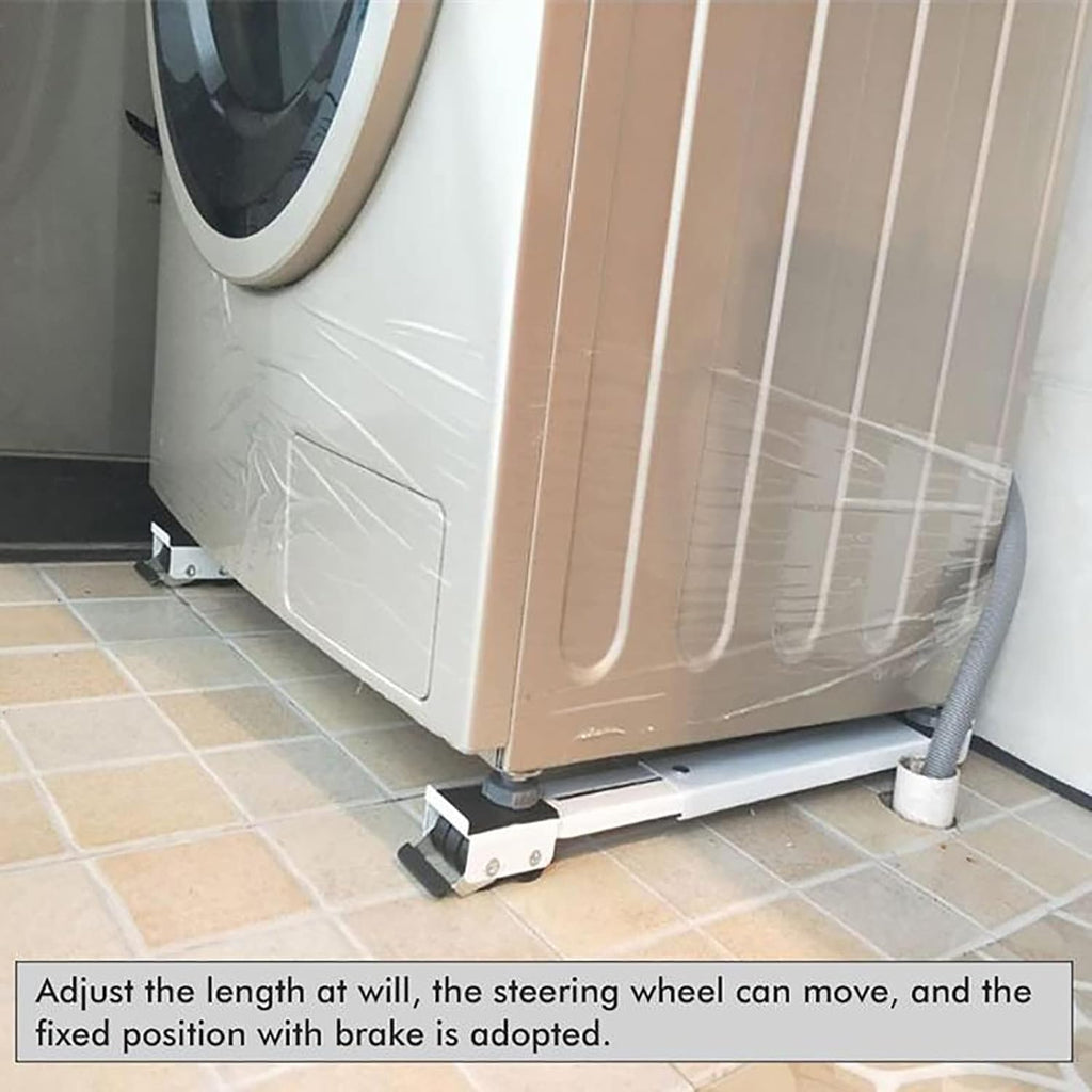 Washing Machine Stand Base, Universal Movable Furniture Dolly Base, Adjustable Dryer Fridge Pedestal, Mini Fridge Base with 24 Locking Wheels, Load-Bearing 300kg (White)