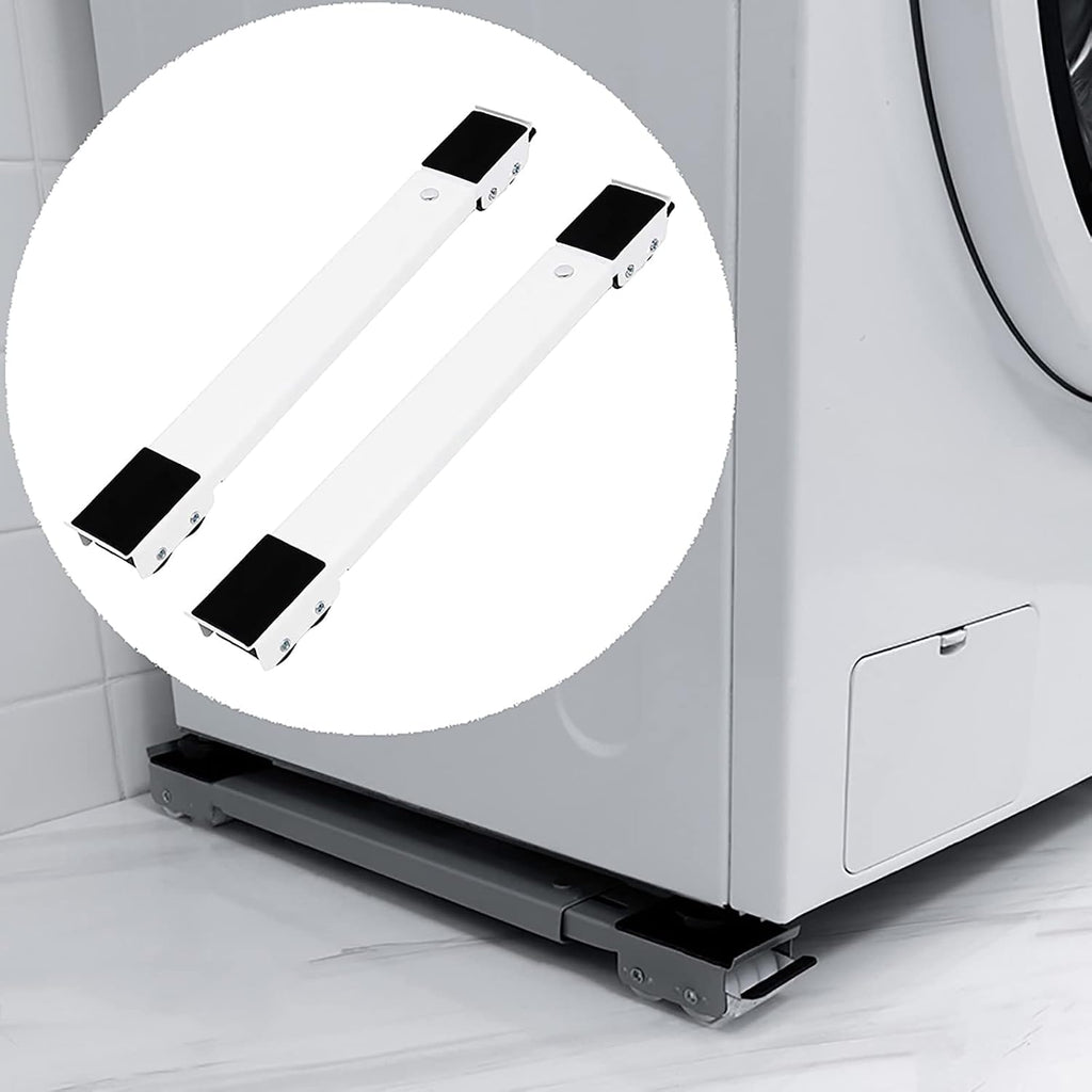 Washing Machine Stand Dryer Fridge Pedestal, Multi-Functional Universal Base, Adjustable Fridge Movable Base with 24 Locking Wheels, Max Load 300kg, 2 Pcs (White)