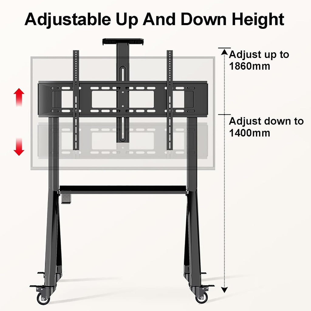 Mobile TV Cart, TV Floor Stand with Universal Wheel, Height Adjustable Heavy-Duty Floor Stand Base, TV Frame Floor Stand, TV Mount Bracket, Fits 55-120inch Screen Display