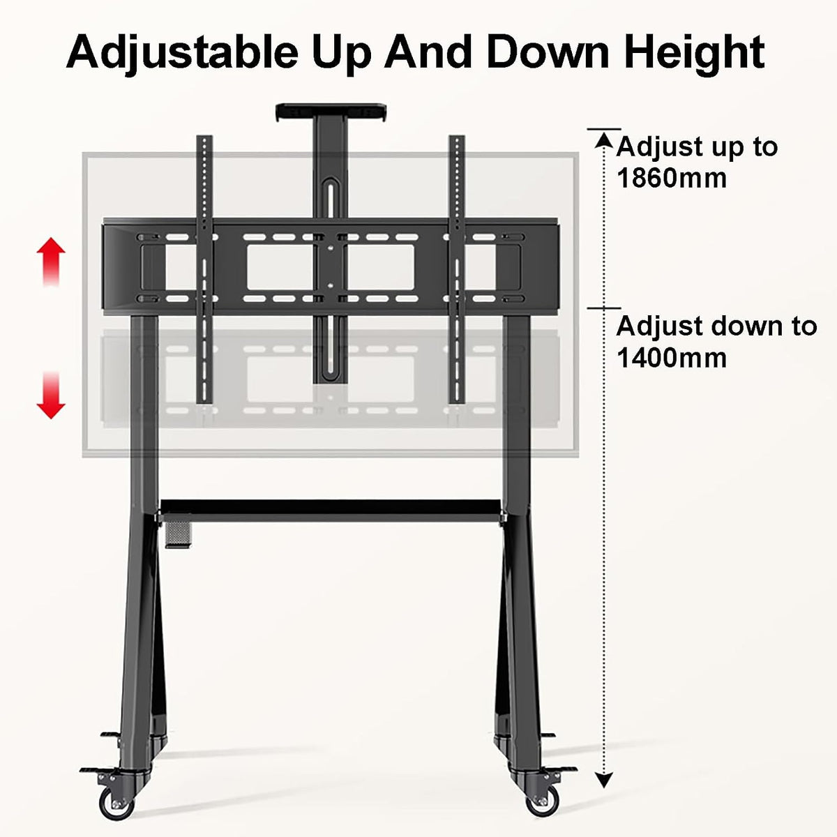 Mobile TV Cart, TV Floor Stand with Universal Wheel, Height Adjustable Heavy-Duty Floor Stand Base, TV Frame Floor Stand, TV Mount Bracket, Fits 55-120inch Screen Display