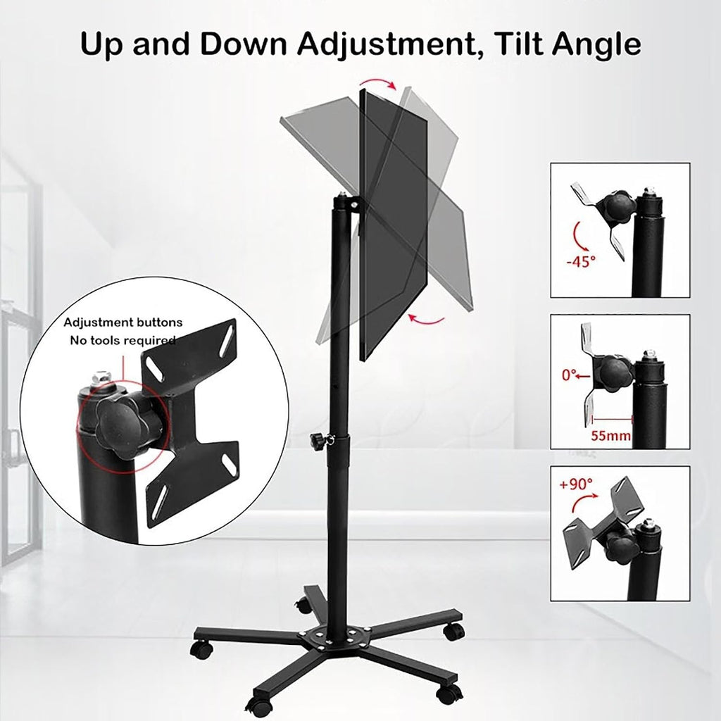 Mobile Stand - Full Motion 360 Deg Rotation Tilt Swivel Tv Mount, Mobile Tv Cart for 14-27 Inch Screen, Height Adjustable Rolling Tv Stand with Angle Adjustment, Max Vesa 100X
