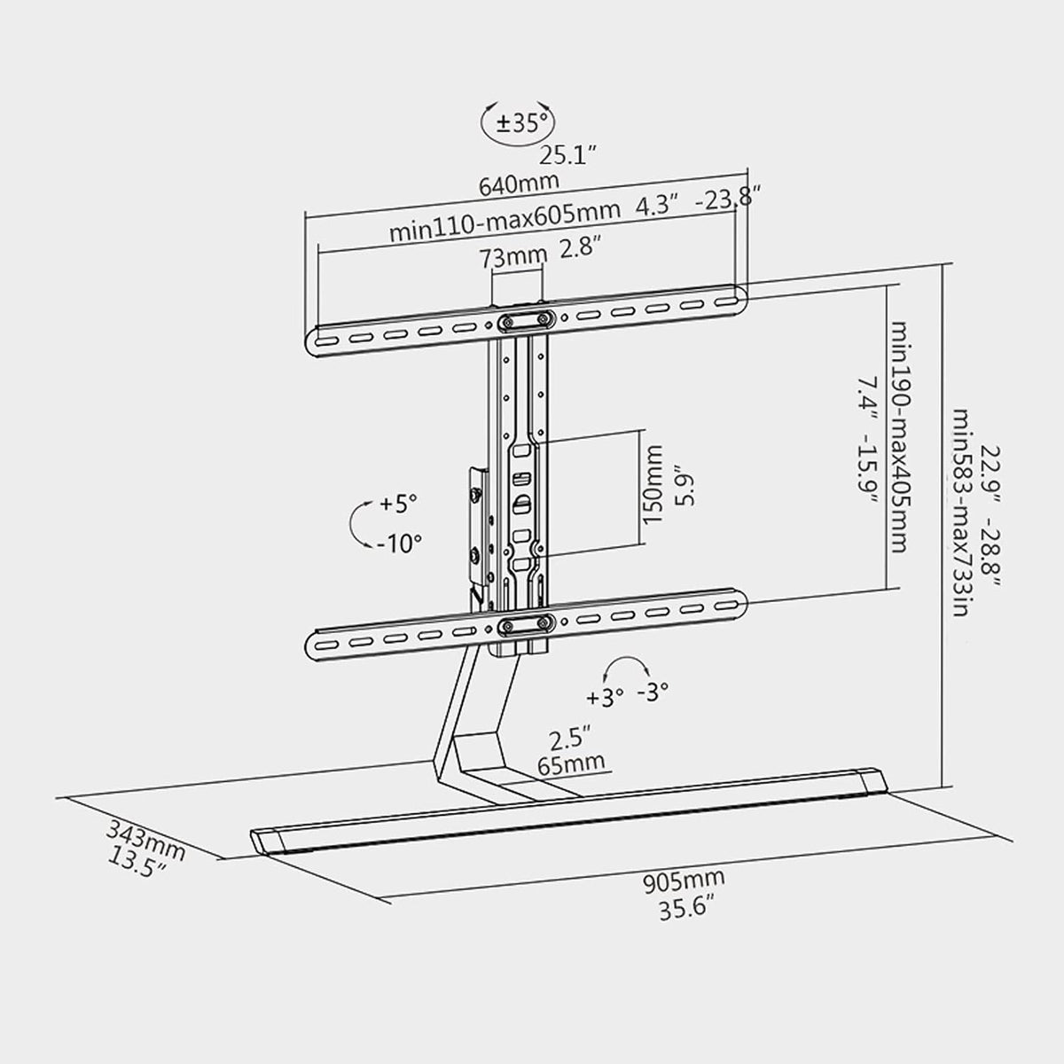 Universal TV Stand TV Stand Base Universal TV Base Desktop Height-Adjustable TV Stand 37'-75' Metal TV Rotating Bracket, Holds Up to 88lbs, Max 600x400mm Tv Stand Mount (Color : G