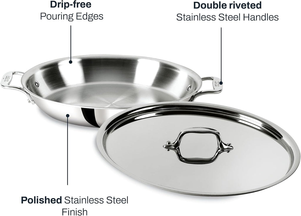 All-Clad D3® Stainless Steel Non Stick 3 Quart Braiser Pan- Made in the USA- The Original Bonded Professional Cookware- Oven Safe & Induction Compatible