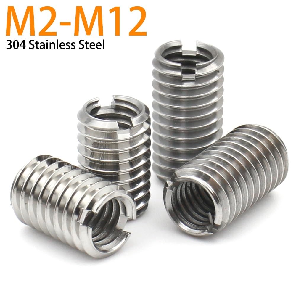 10pcs Stainless Steel Nut Sotted Inside Outside, M2-M12 Self Tapping Thread Insert Adapter Screw Nuts Sleeve Converter Nut(30MM*M12XM20)