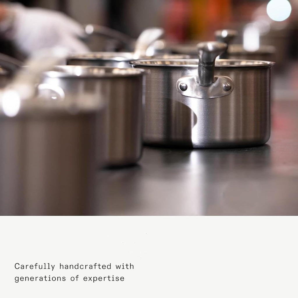 5 Quart Stainless Steel Saucier Pan - 5 Ply Stainless Clad - Professional Cookware - Induction Compatible