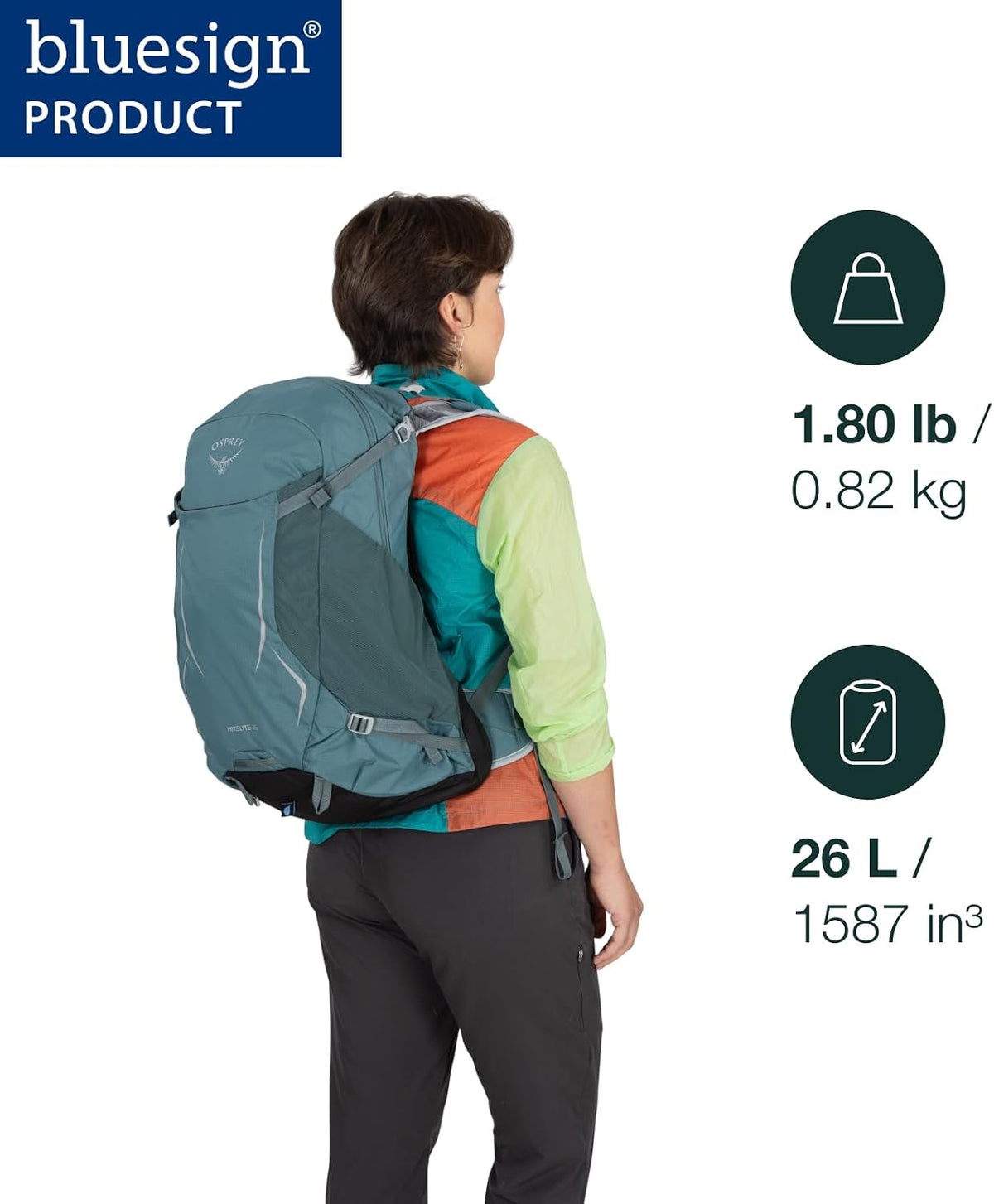 Osprey Hikelite 26L Durable Hiking Backpack - Travel Daypack with Rain Cover for Men and Women, Graphite Purple