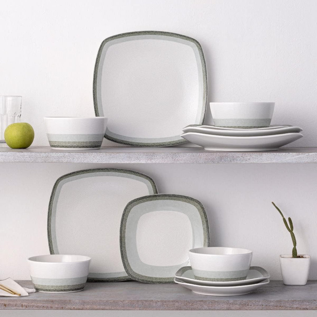 Noritake Colorscapes Layers Sage 12-Piece Square Dinnerware Set, Service for 4