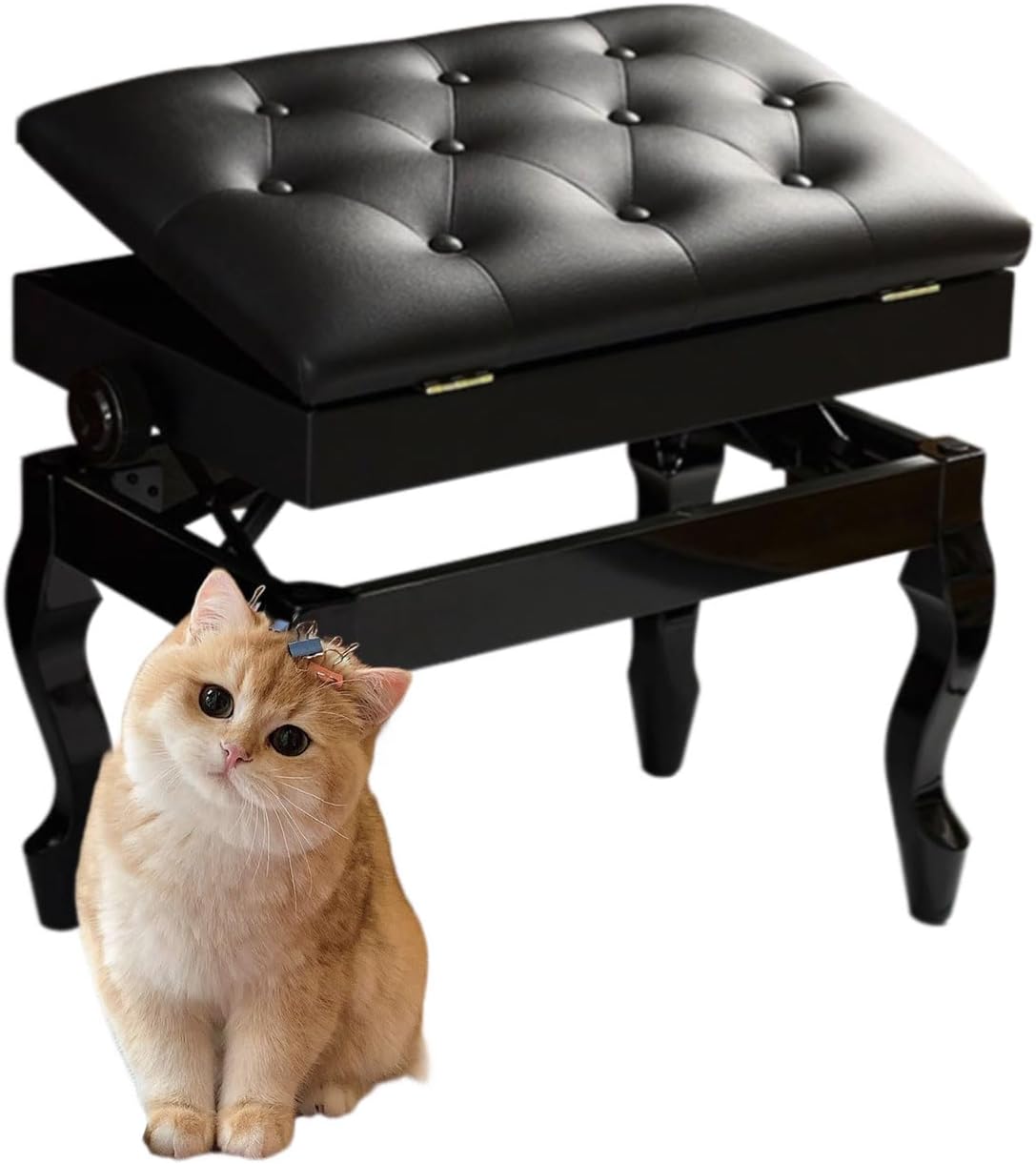 Piano Bench Piano Bench with Storage Piano Accessories Piano Bench Adjustable Height Vanity Stool Piano Bench Black Length 56cm*Width 34cm