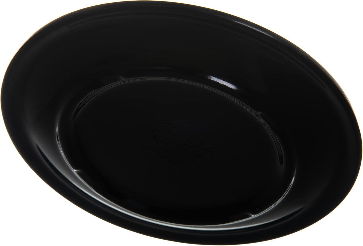 Carlisle FoodService Products Kingline Reusable Plastic Plate Dessert Plate for Home and Restaurant, Melamine, 6.5 Inches, Black, (Pack of 48)