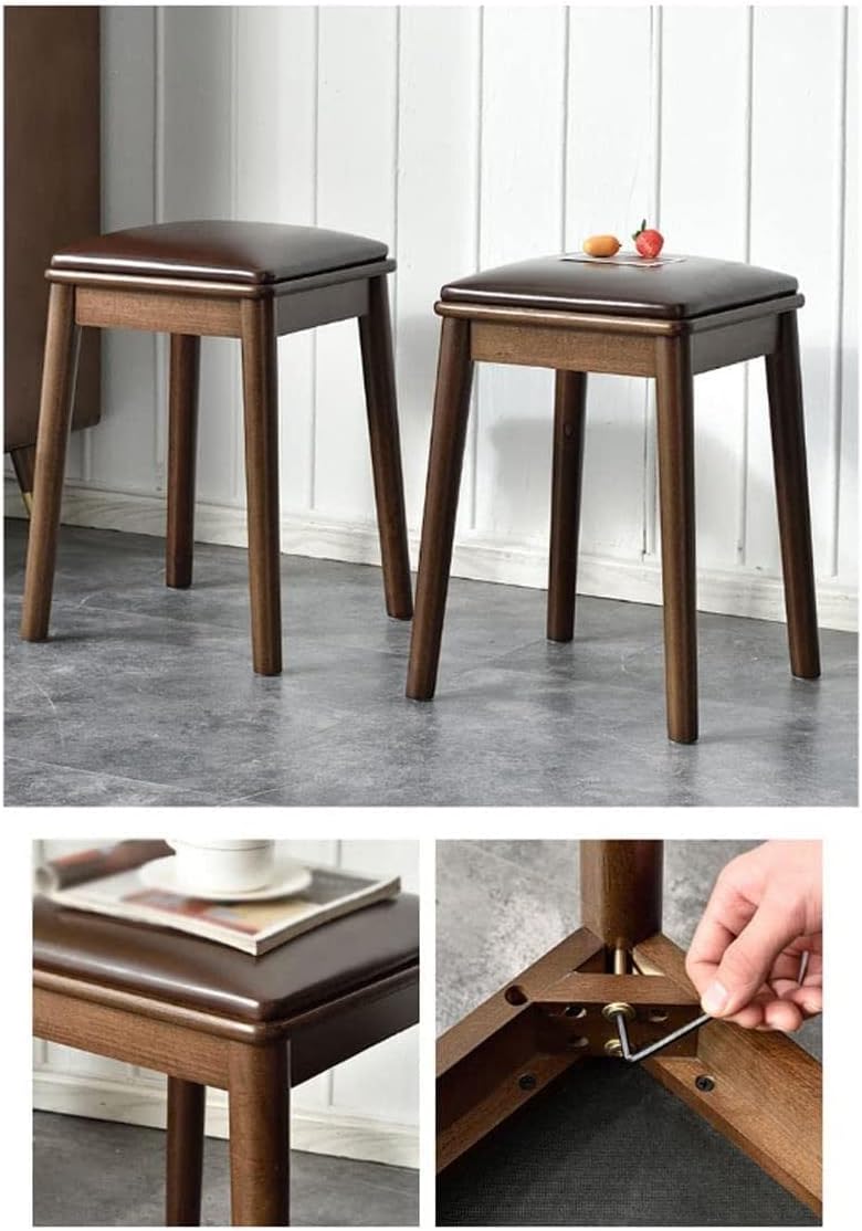Leather Footstools, Vanity Benches, Piano Stool, Makeup Seat, Garden Stools, Dressing Stools, Living Room and Bedroom Desk Stools(Black)