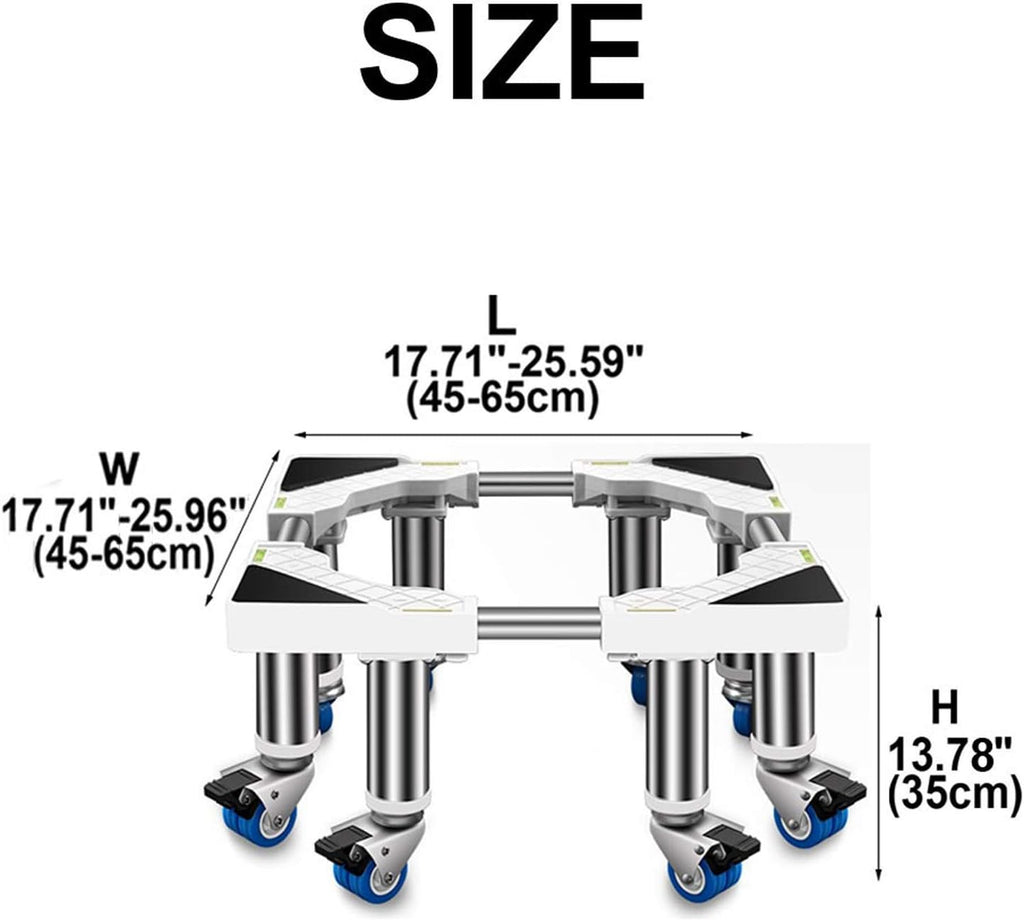 Adjustable Washing Machine Base Universal Washing Machine Base with Wheels Adjustable Trolley Extendable Fridge zer Base Stand Holder Easy Move Bracket for Dryer Washer 45