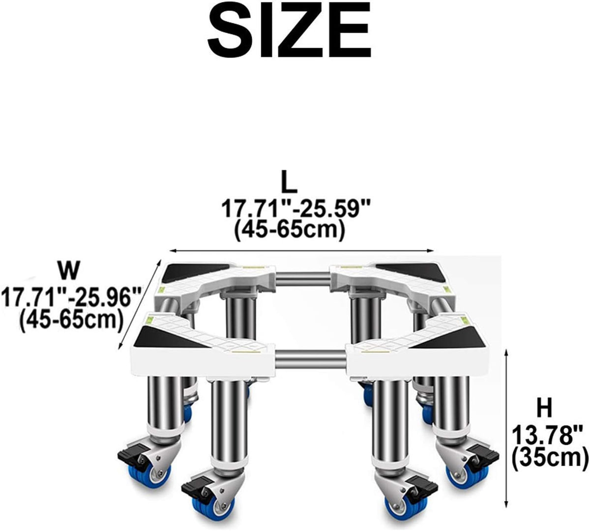 Adjustable Washing Machine Base Universal Washing Machine Base with Wheels Adjustable Trolley Extendable Fridge zer Base Stand Holder Easy Move Bracket for Dryer Washer 45
