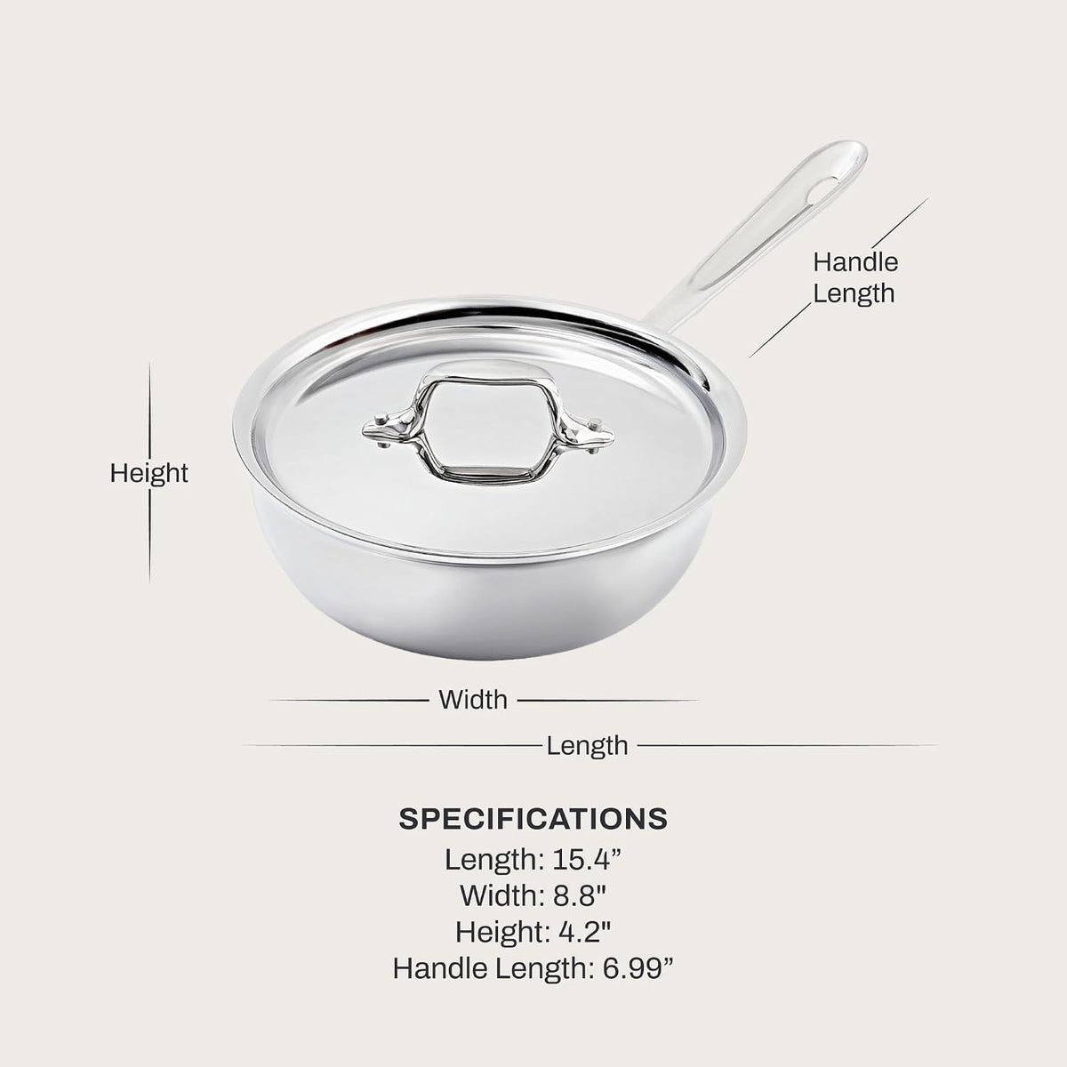 All-Clad Saucier Pan, 2-Quart,4212,White