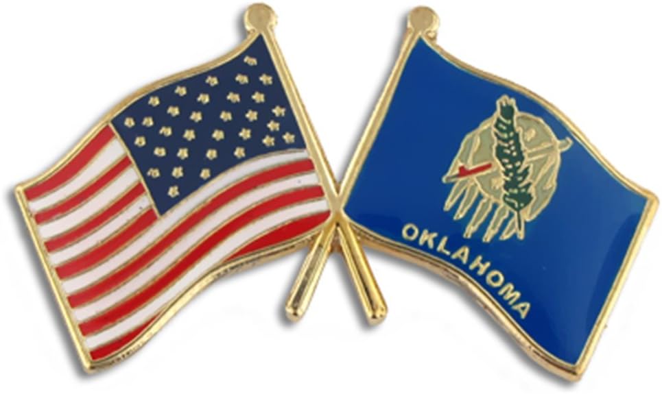 PinMart USA Crossed Friendship American Flag Pin – Gold-Colored Plated Enamel – Clutch Back – Ideal for Events, Awards, Gifts – Durable, Individually Bagged