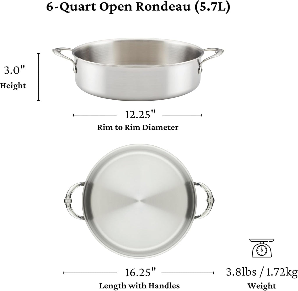Thomas Keller Insignia by Hestan - Stainless Steel 6 Quart Rondeau, Induction Cooktop Compatible