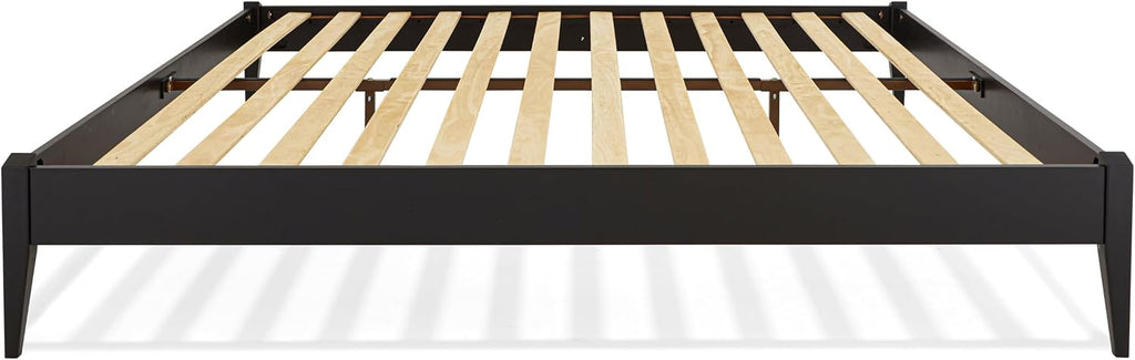 Bme Dinkee King Platform Bed Frame Wood 15 Inch - Solid Wood Bed Frame - Modern & Minimalist Style - 12 Strong Wood Slat Support - Easy Assembly - No Box Spring Needed - Black