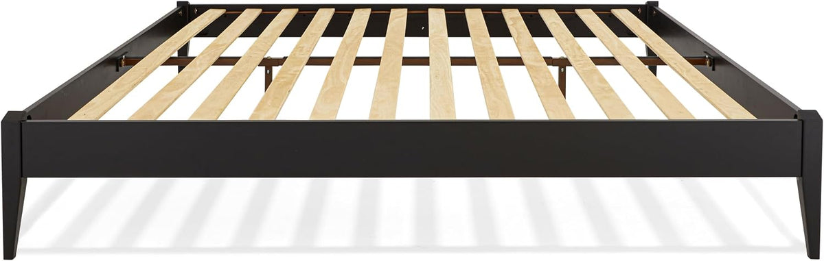 Bme Dinkee King Platform Bed Frame Wood 15 Inch - Solid Wood Bed Frame - Modern & Minimalist Style - 12 Strong Wood Slat Support - Easy Assembly - No Box Spring Needed - Black