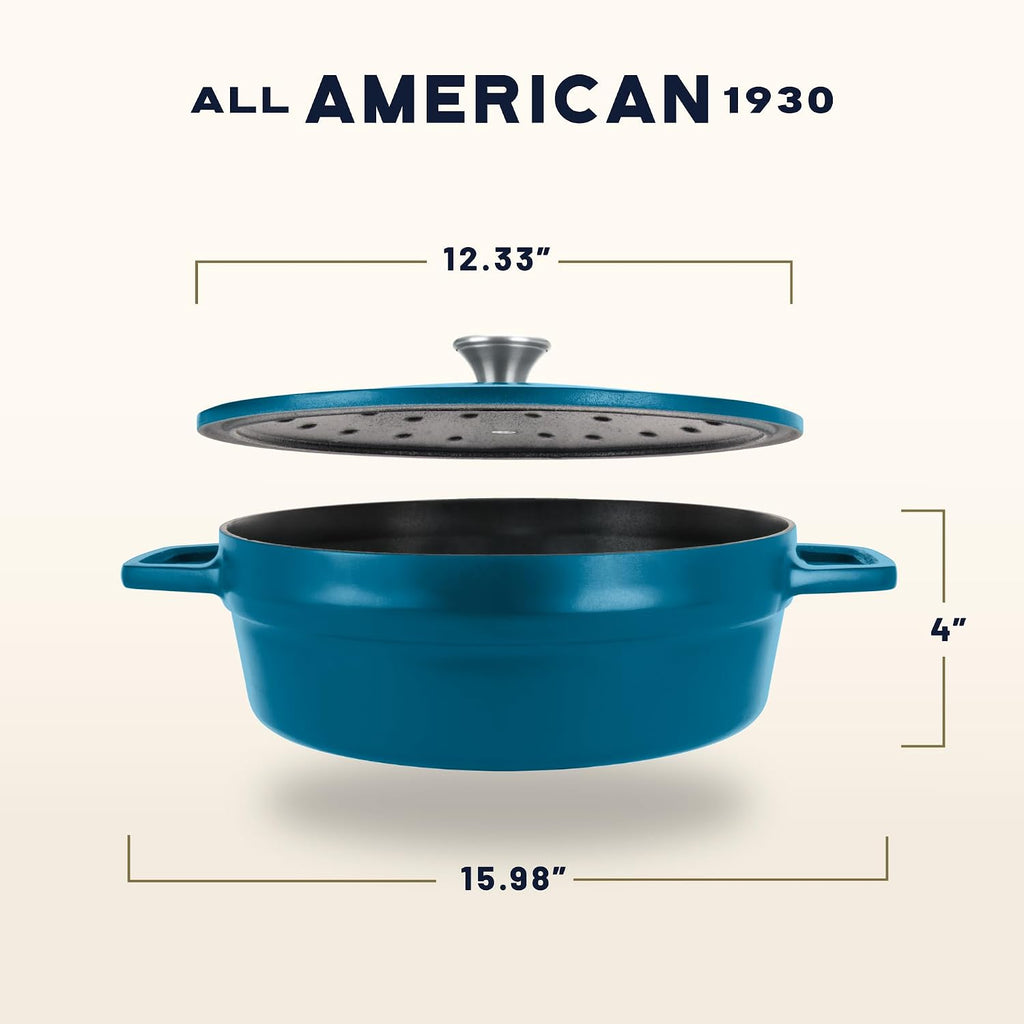 All American 1930 - Dutch Oven - The Saucier Set, Berry Blue - 5.5qt Capacity - Perfect for Sauces, Soups & Simmering - Non Stick & PFAS Free - Made in the USA