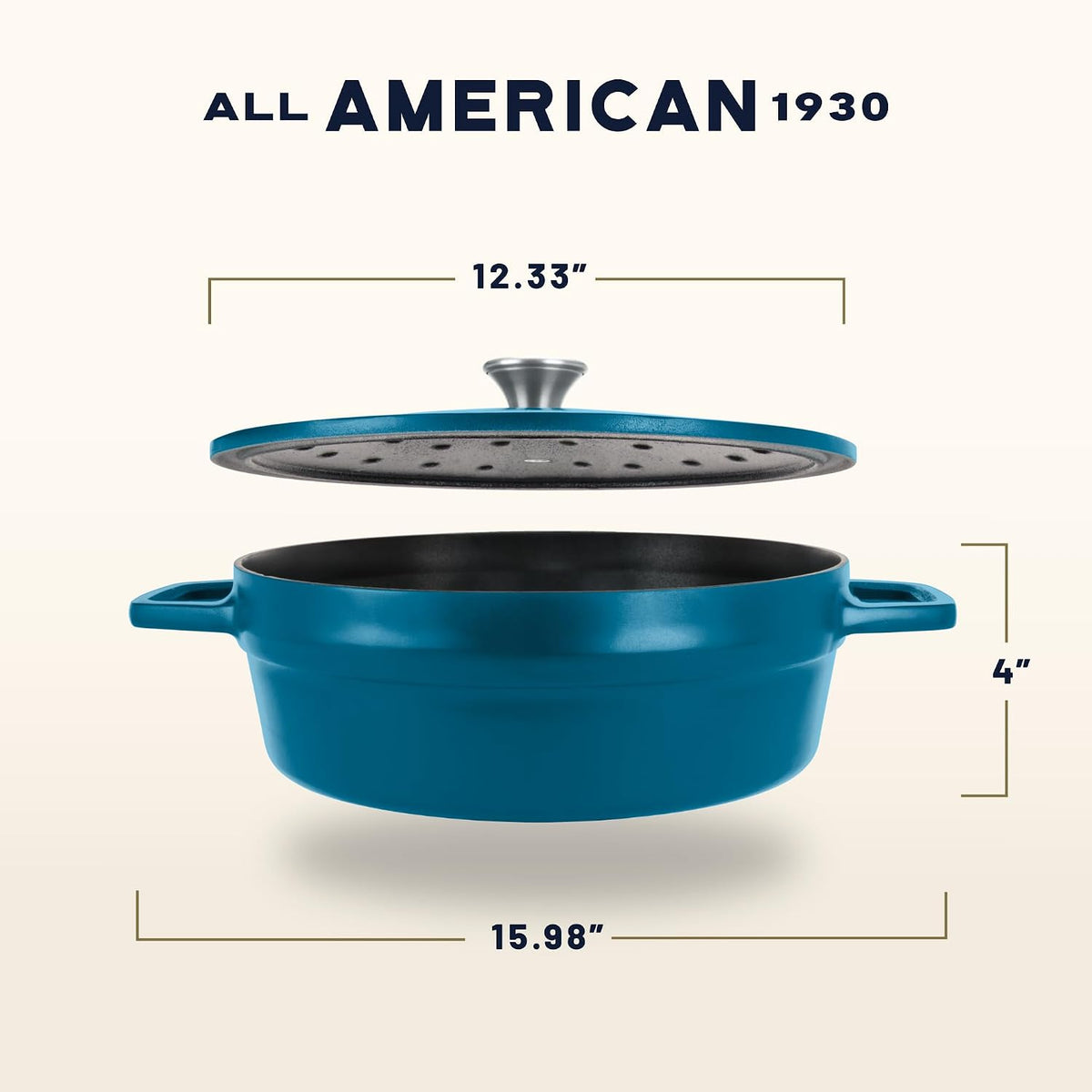All American 1930 - Dutch Oven - The Saucier Set, Berry Blue - 5.5qt Capacity - Perfect for Sauces, Soups & Simmering - Non Stick & PFAS Free - Made in the USA