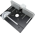 Router Lift and Aluminum Router Plate W/Sliding Fence and Miter Gauge for Wood Router Trimming Machine Working Benches DIY Tool(Black Plate Set)