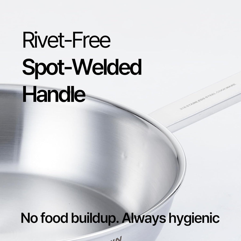 10.2 Inch Skillet Frying Pan 316 Stainless Steel Copper core 5-Ply Induction compatible Dishwasher & Oven Safe