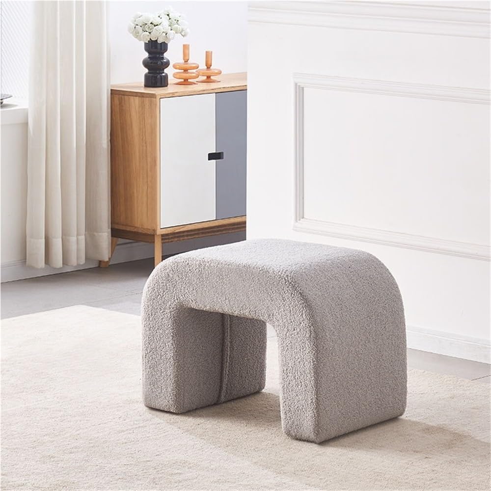 Minimalist Entryway Shoe Bench, Upholstered Bed End Bench, Vanity Stool/Ottoman/Footrest, Modern Arched Benches for Front Door, Living Room, Hallway, Make-up Room(Gray,39.4''x15.7''x16.9'')