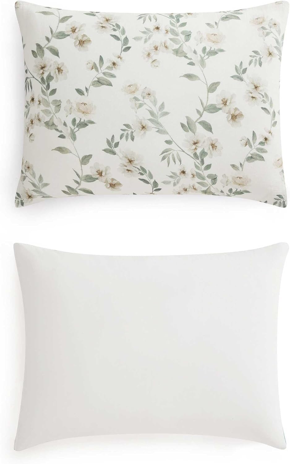 Martha Stewart - Queen Comforter Set, Soft Cotton with Crisp & Tailored Naturally Smooth Cotton Percale Reverse, 3 Piece Bed Set with Matching Pillowcases (Hazel Floral Beige)