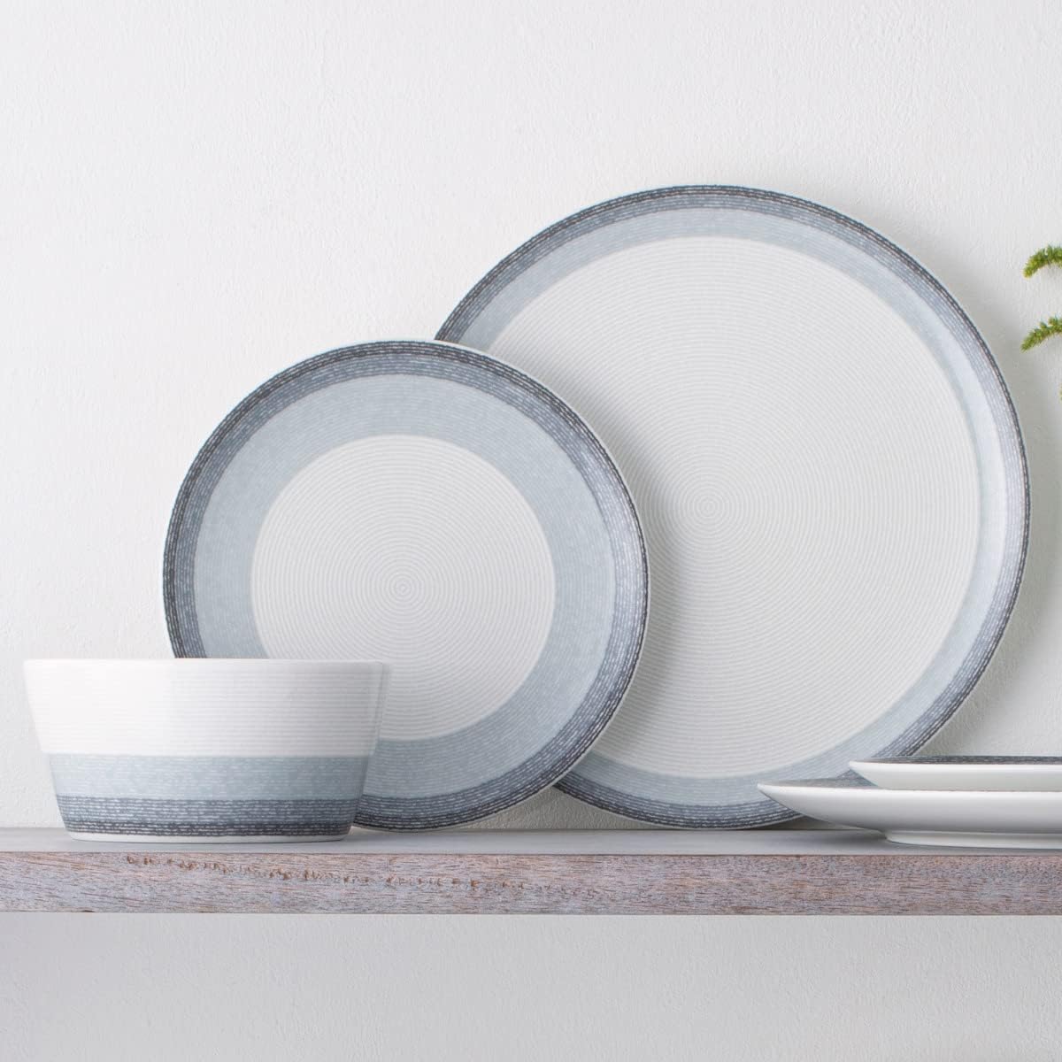 Noritake Colorscapes Layers Ash 12-Piece Coupe Dinnerware Set, Service for 4