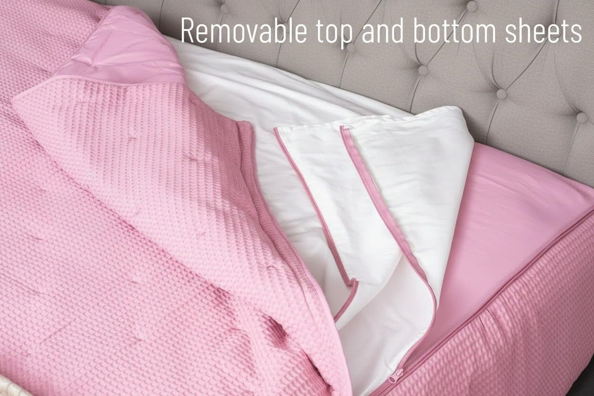 Twin Zipper Bedding with Patented Removable Zipper Sheets, Soft Natural Cotton, Durable Construction, All in one Zipper Bedding Set
