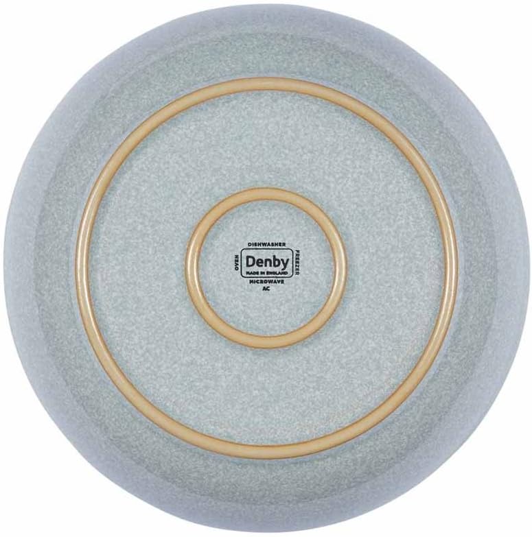 Denby - Elements Light Grey Pasta Bowls Set of 4 - Dishwasher Microwave Safe Crockery 1050ml 22cm - Pale Grey, White Ceramic Stoneware Tableware - Chip & Crack Resistant