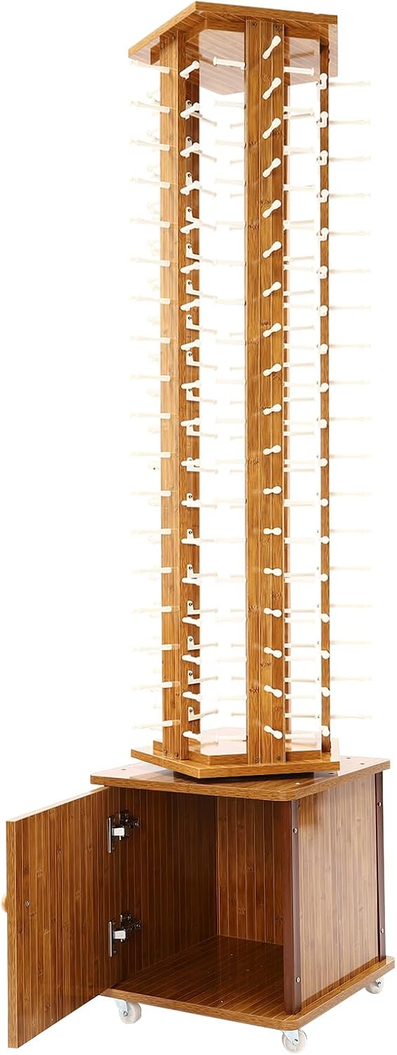 Sunglasses Storage Display Stand with Wheels Glasses Rack Organizer 5-Sided Eyewear Display Rack with Storage Cabinet for Home Retail Stores Shopping Malls, 66.14' (Dark Brown)