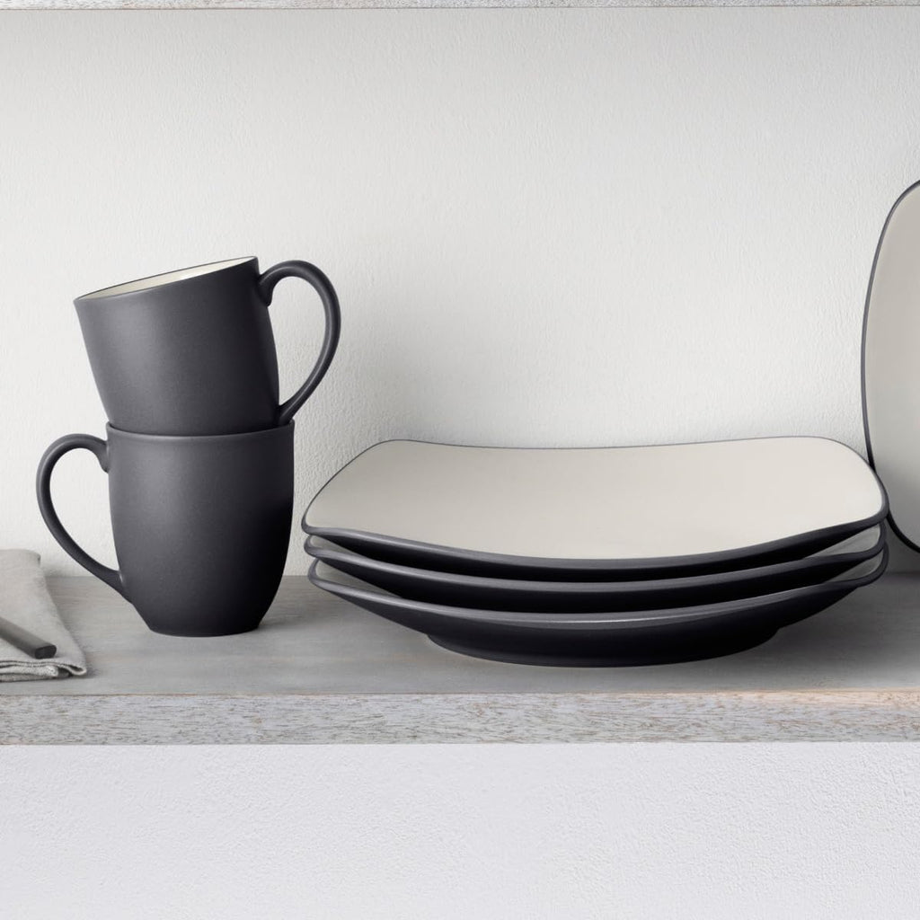Noritake Colorwave Graphite 16-Piece Square Set, Service for 4 in Black/Graphite