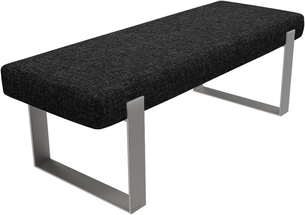 VANT Upholstered Bed Bench - Weave Prestige - Brushed Nickel - Contemporary Modern, Bedroom Bench Seat, Hallway, or Entryway