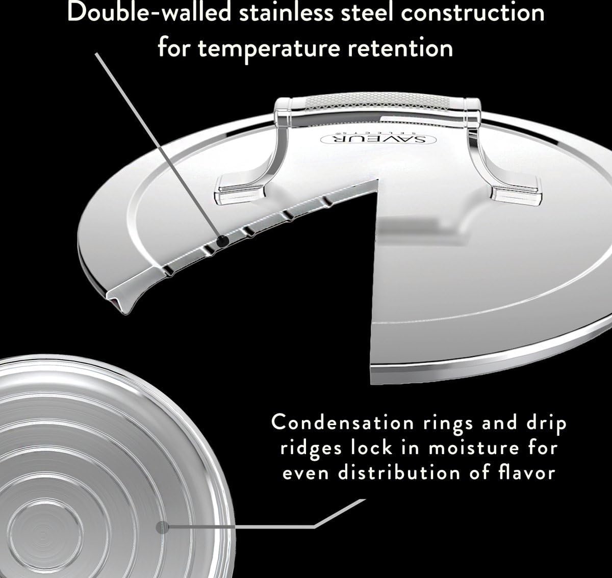 SAVEUR SELECTS Enameled Cast Iron 3-1/2-Quart Saucier with Stainless Steel Lid, Rabbit Grey, Voyage Series
