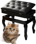 Piano Bench with Storage Piano Accessories Piano Bench Adjustable Height Vanity Stool Duet Piano Bench Black Length 56cm*Width 34cm