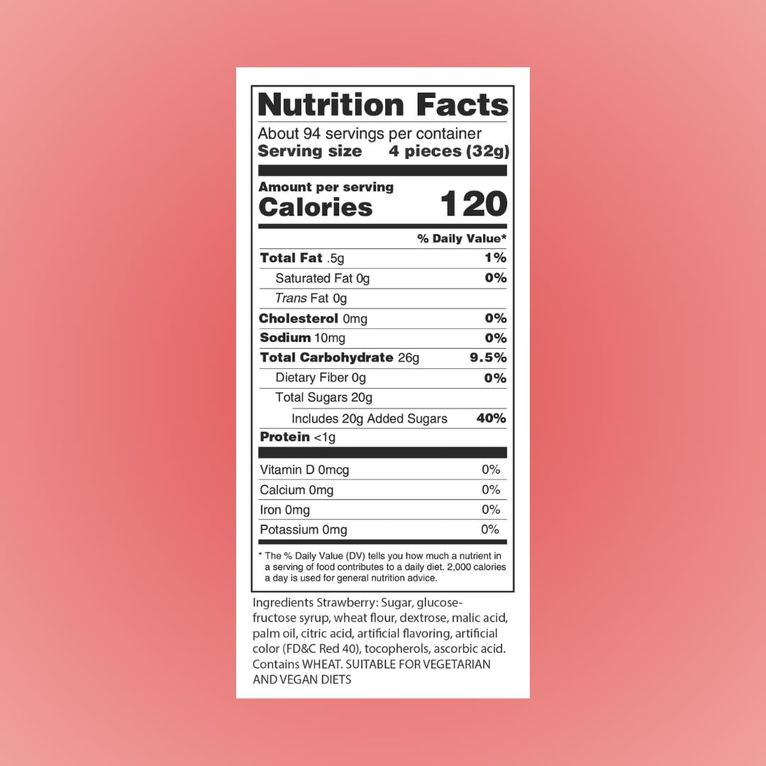Sour Power Premium Strawberry Candy Belts – The Original Sour Candy Since 1985 – 6.6 lb Bulk Bag (Pack of 3) – Vegan, Non-GMO, Gelatin Free – Soft, Chewy, Sweet & Tart Retro Treats